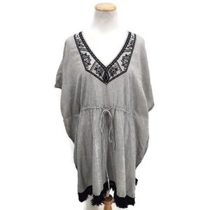 Flying Tomato gray white stripe swim cover up in M